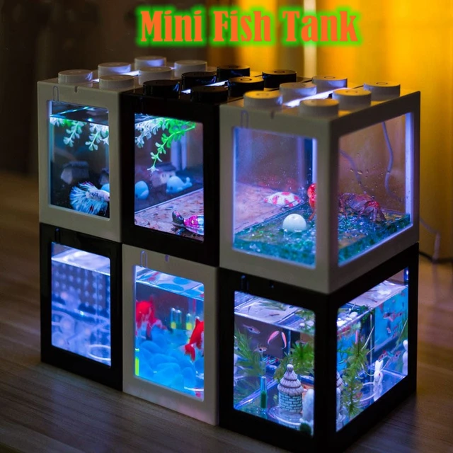 aquarium combattant decoration aquarium poisson Blocs de construction  empilables multicolores créatifs, Mini Aquarium écologique, Aquarium petit