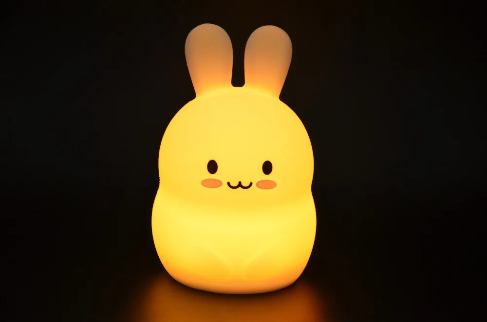 Cute Cartoon Rabbit LED Night Light Rechargeable Touch Sensor Remote Control Colorful Silicone Bedroom Table Lamp for Kids Baby (29)