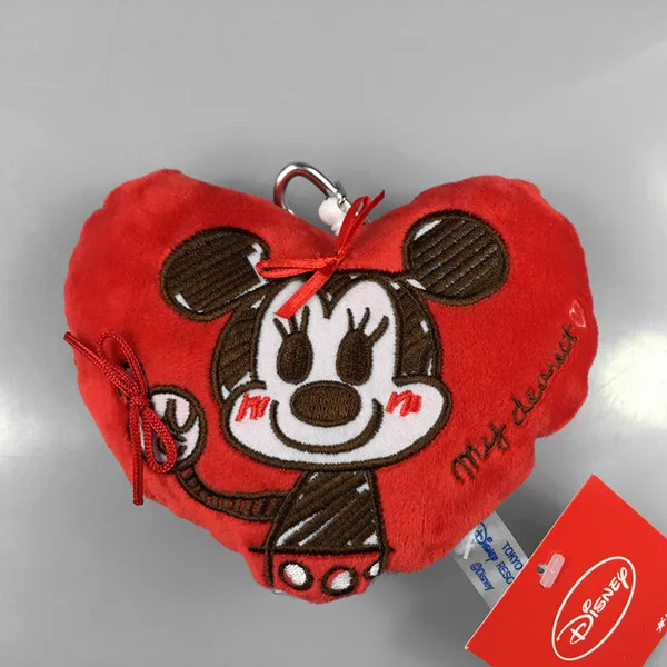 Disney Микки Маус кошельки с рисунками плюшевый пенал для карты в форме сердца подвеска с Минни украшение милый кошелек для монет