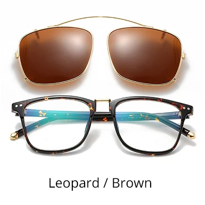 Leopard-Brown Ralferty, поляризованные солнцезащитные очки на застежке, очки для вождения, очки по рецепту, очки для близорукости, мужские Оптические солнцезащитные очки, таможня Z9047 - Цвет линз: Leopard-Brown