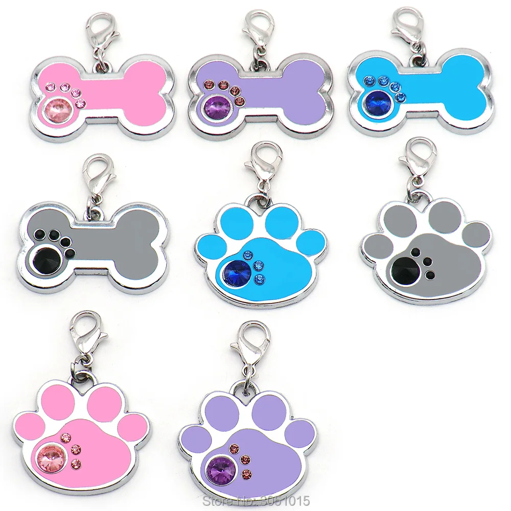 20Pcs Dog Cat ID Tag Blank Personalized Pet Collar Charm Name Pendant Bone  Keyring Necklace Puppy