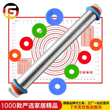 

Amazon 17 Inch Stainless Steel Rolling Pin rou mian dian Set Adjustable Thickness Type gan mian gun Graduated Baking