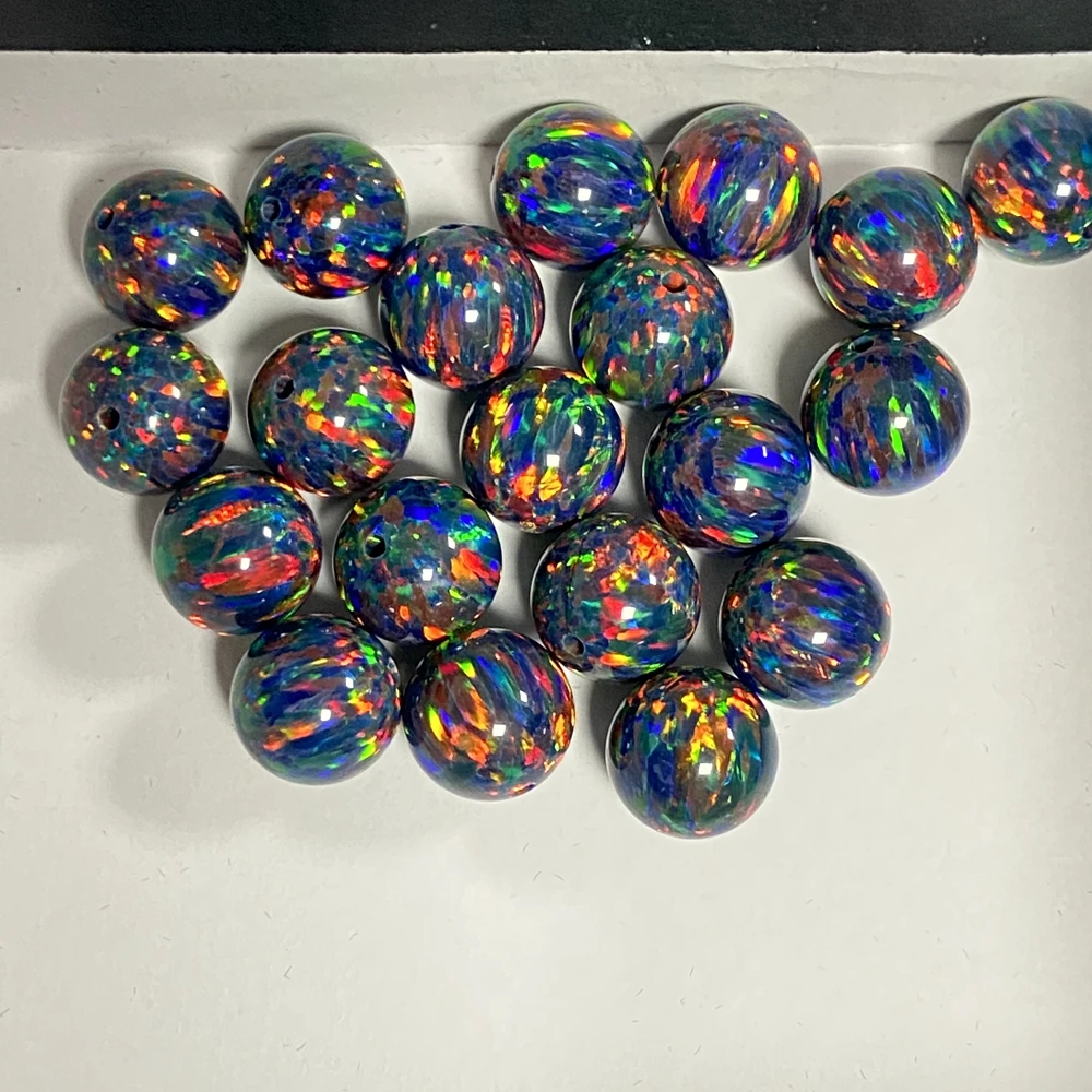

20pcs /Lot 6mm 8mm Synthetic Black Opal Beads Full Drilled Hole Beautiful Fire OP32 OP10 Stone Price