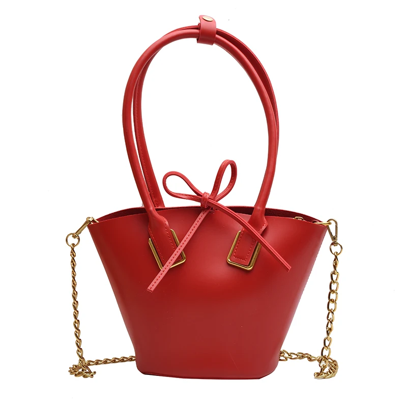 

2019 Fashion Luxury Handbag High Quality Leather Big Handle Chain Women Bag Designer Totes Small Shoulder Bags For Women Red Sac