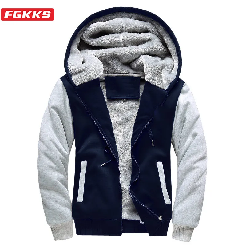 

FGKKS Brand Men Warm Hoodies Cardigan Tops New Winter Men's Thicken Hoodie Sweatshirt Clothing Casual Hoodies Male