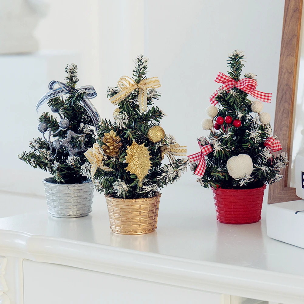 25cm Mini Christmas Tree Home Party New Desk Table Decor Small Party Ornaments Xmas Gift