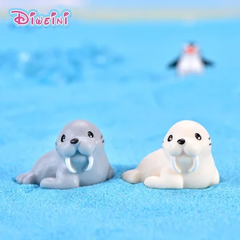 

2pcs Artificial Walrus Model sea animal Miniature Figurine Pretend play Kitchen Toy Doll House DIY Accessories gift Baby Gift