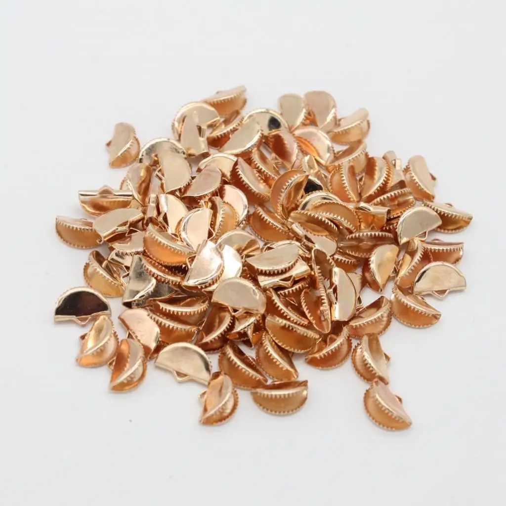 100pcs Cord Clasps Ends Crimp Ends Caps Clip Tip DIY Ribbons Crimp End Clamp