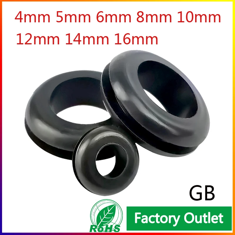 

10/50pcsDouble-sided Protect Rubber Grommets Ring 4/5/6/8/9/10/12/14 /16mm GB Non-toxic Odorless Rubber Gasket For Protect Wire