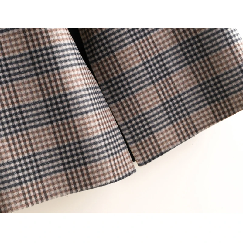 korean style modish long soft wool winter coat women casual fashion patchwork plaid womens coats ladies tops female clothes
