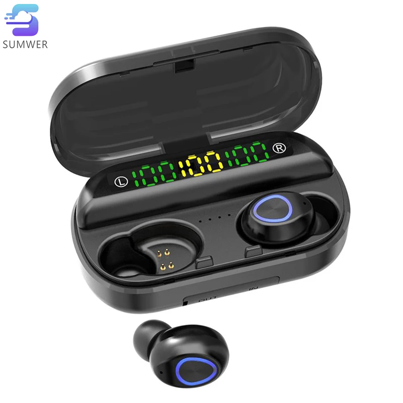 Portable LED Digital Display 5 0 Bluetooth Headset TWS V10 Binaural Wireless Headphone with Noise Cancelling Headphones