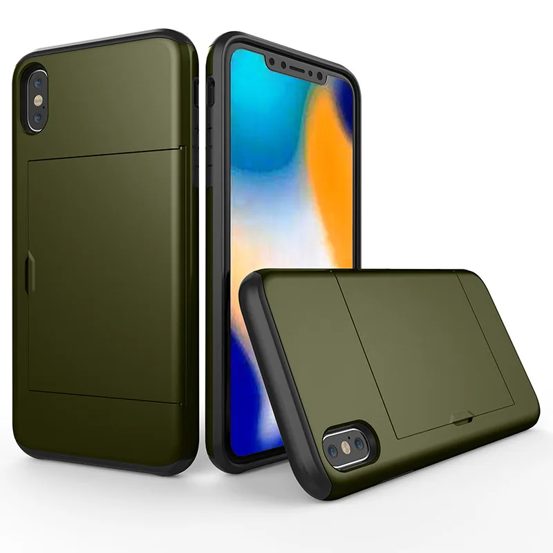 Модный Роскошный чехол для Iphone X XR Xs Max, броня, слот для карт, скользящий Кошелек, Чехол для мобильного телефона чехол для Iphone 6 7 8 Plus - Цвет: 3