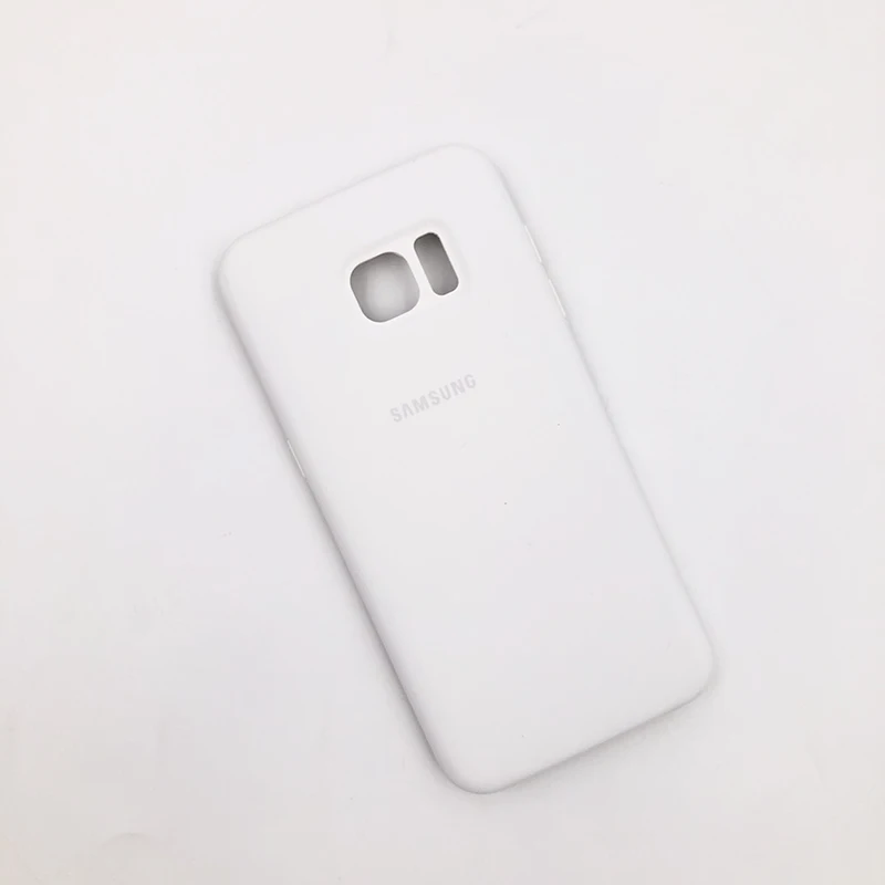 Силиконовый чехол для samsung Galaxy S7 Edge, шелковистый мягкий на ощупь защитный чехол на заднюю панель для Galaxy S7Edge с логотипом и кнопками - Цвет: White