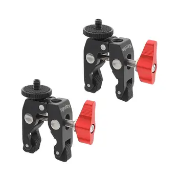 

Kayulin Dual Crab Pliers Clip Super Clamp With 1/4 to 1/4 Screw Adapter For DSLR Rig LCD Monitor Studio Light Magic Arm Camera