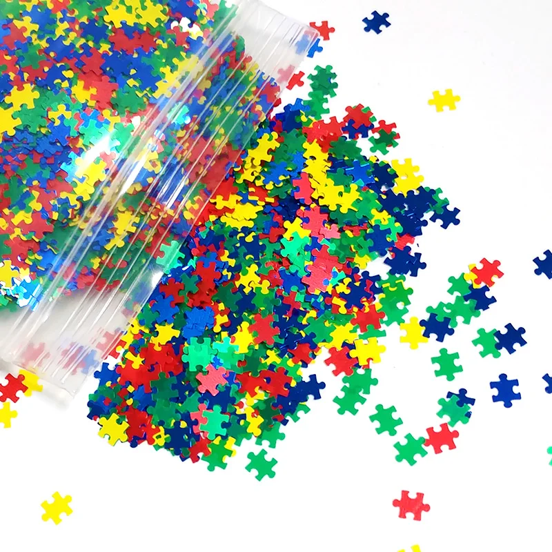 

500g/pack Mix Jigsaw Nail Glitter Sequins Puzzles Shape Neon Mix Jigsaw Nail Glitter Flakes Makeup Handwork Tumblers Nail Tips