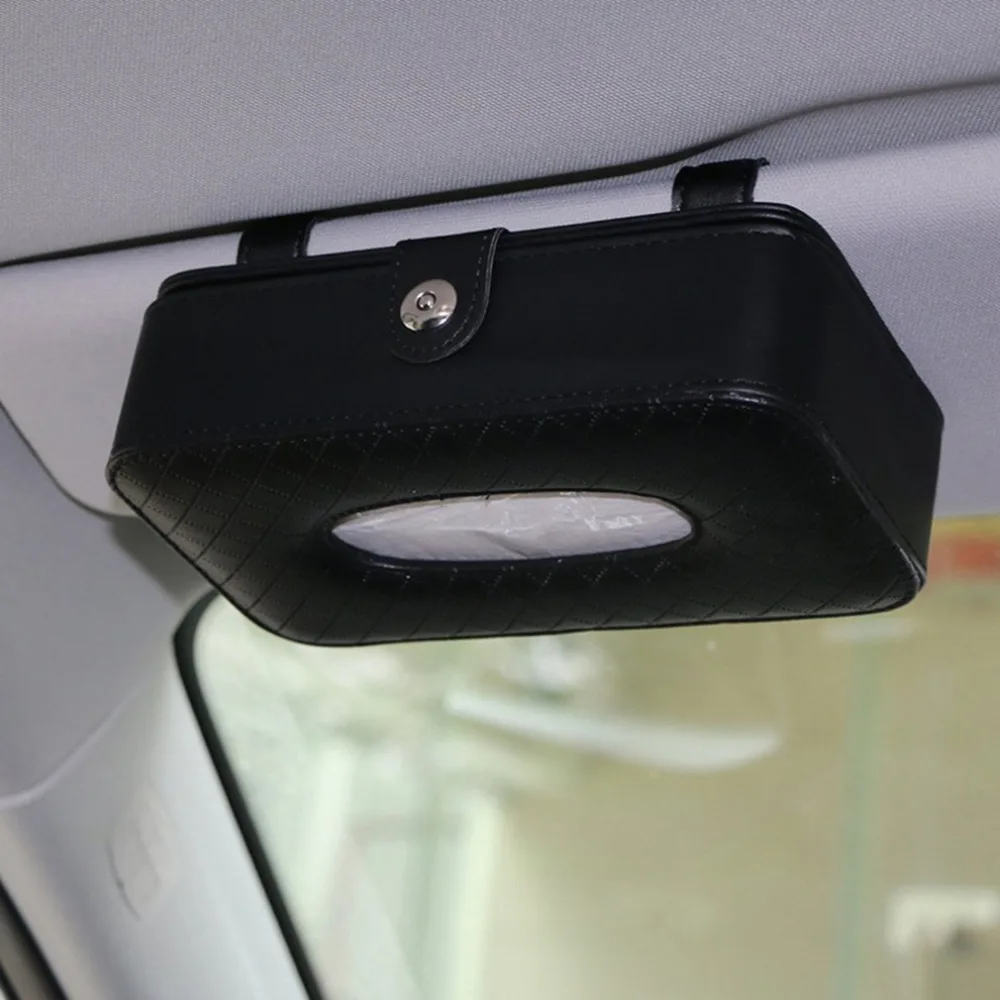 

New 3 Color New Car Styling Sun Visor Tissue Box PU Leather Case Paper Holder Auto Accessories