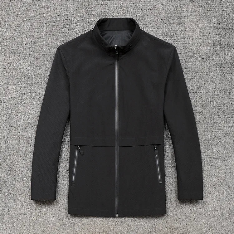 

Qi Discount 2019 Autumn New Style Men Stand Collar Jacket Honeycomb Pattern Youth Business Casual Coat Long 40001