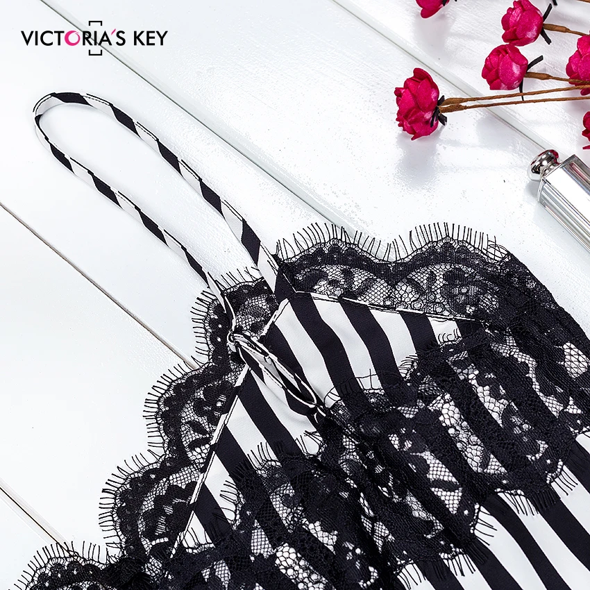 Ночное белье в черно белую полоску от VICTORIA'S KEY женское сексуальное нижнее топ с