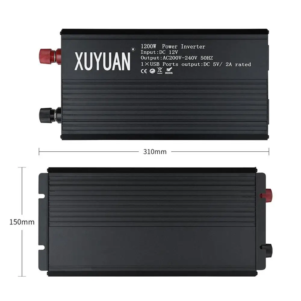 XUYUAN бытовой инвертор 12 V-220 V 1200W трансформатор напряжения цифровой чистая Синусоидальная волна инвертор с кондиционер