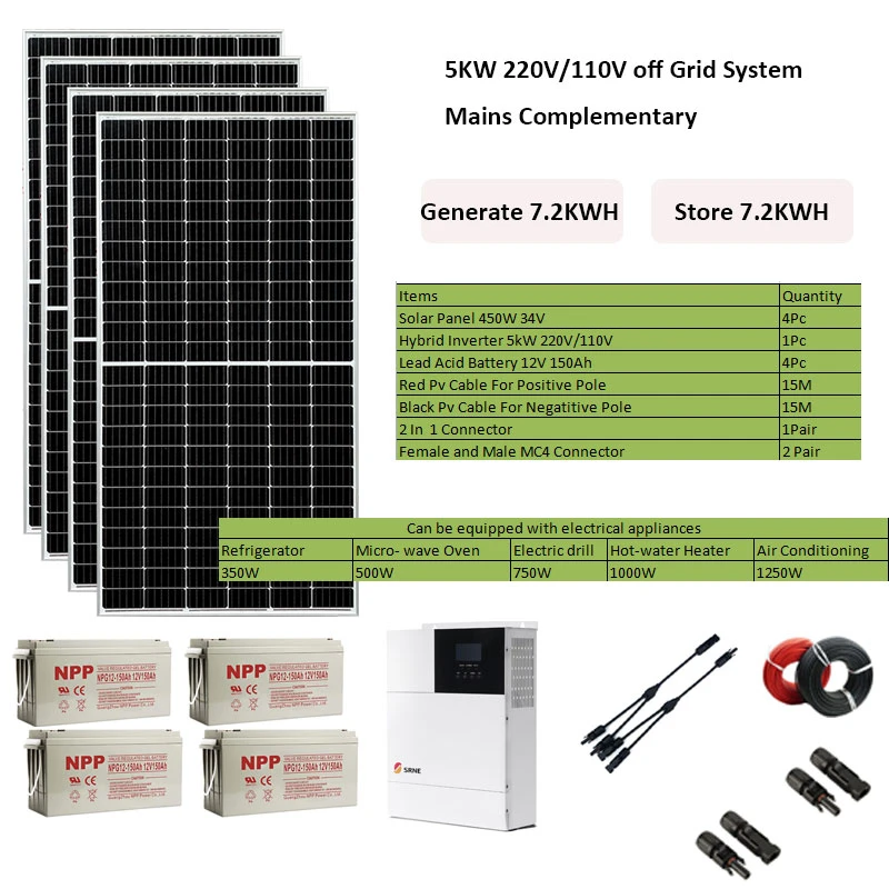 Solar Panel Kit Complete For Home With Battery lifepo4 10000 w 5000 w