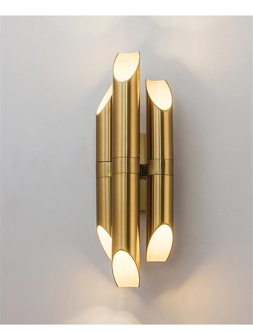 Post-modern Luxury Bronze Gold Wall Lamps Nordic Hotel Mirror Headlights Living Room Bedroom Hallwall Sconce Wall Lights Fixture