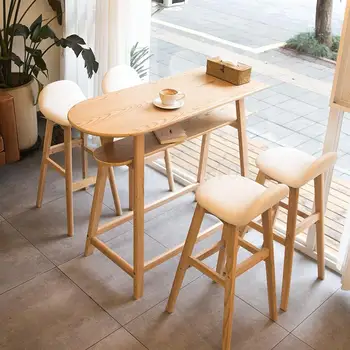 

Bar stool modern minimalist bar chair home solid wood high stool creative bar stool cashier front desk chair