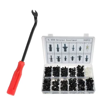 

350PCS Plastic Rivets Fastener Bumper Push Pin Clips With Remover Tool Auto Fastener Kit Auto Clip Assortment