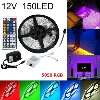 

5M RGB 5050 LED Strip Lights With IR Remote Back Light 12V Colour Changing Flexible Ribbon TV Background RGB LED Light