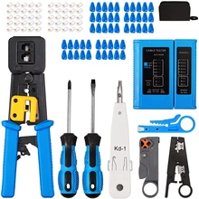 HTOC – kit d'outils de sertissage RJ45 pour réparation de réseau de câbles LAN RJ11/RJ12/CAT5/CAT6/Cat5e, avec dénudeur de connecteurs de fil