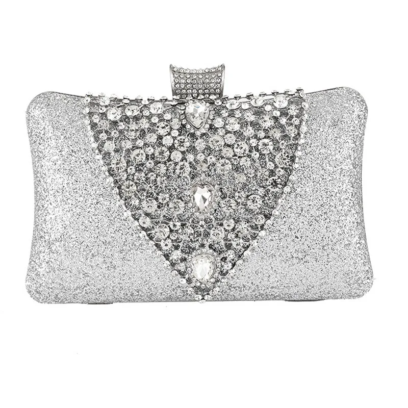 XIYUAN Women black Beaded Evening Bags silver Bridal Wedding Handbags Party Dinner Small Beading Clutch Bag cross body bags