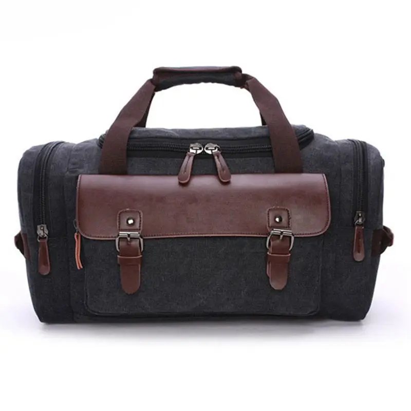 

Canvas Leather Travel Bag Men Tote Bag Carry-On Shoulder Handbag Luggage