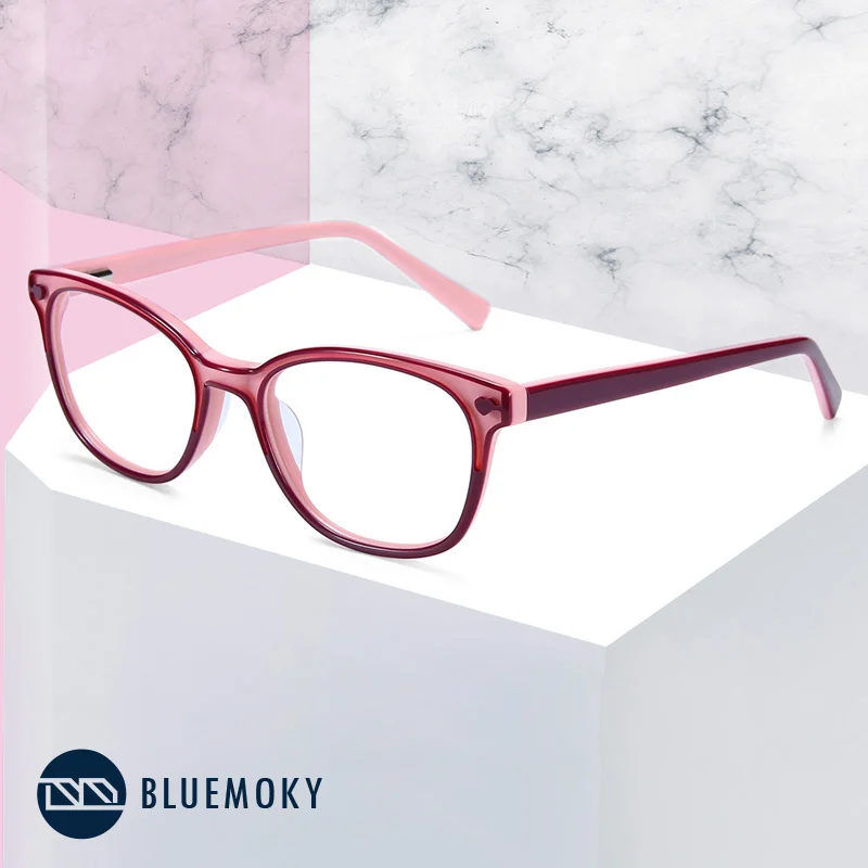 

BLUEMOKY Acetate Glasses Clear Frame Girls Myopia Optical Spectacles Frames Child Cute Transparent Fashion Eyeglasses Frame 2019