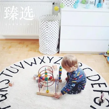 

26 Letters Round Baby Play Mat Round Carpet Computer Chair Floor Mat Kids Room Children Play Tent Area Rug Soft Carpets