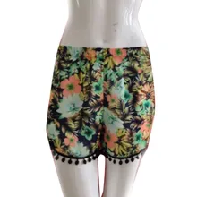 Женские мини шорты с цветочным принтом для Девочек Пляжные шорты для серфинга