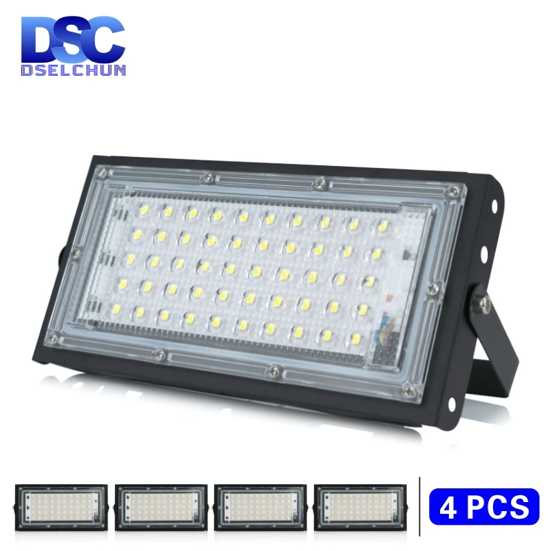 4pcs/lot 50W Led Flood Light AC 220V 230V 240V Outdoor Floodlight Spotlight IP65 Waterproof LED Street Lamp Landscape Lighting