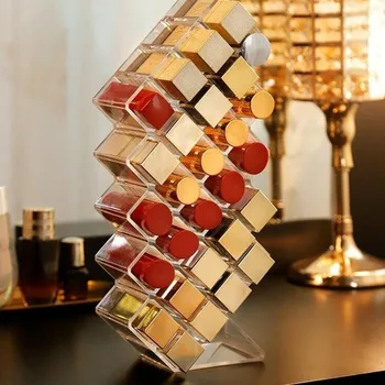 

16 18 Grid Lipstick Storage Box Makeup Containers Acrylic Organizer Storage Transparent Lipstick Display Rack Stackable Fish Typ