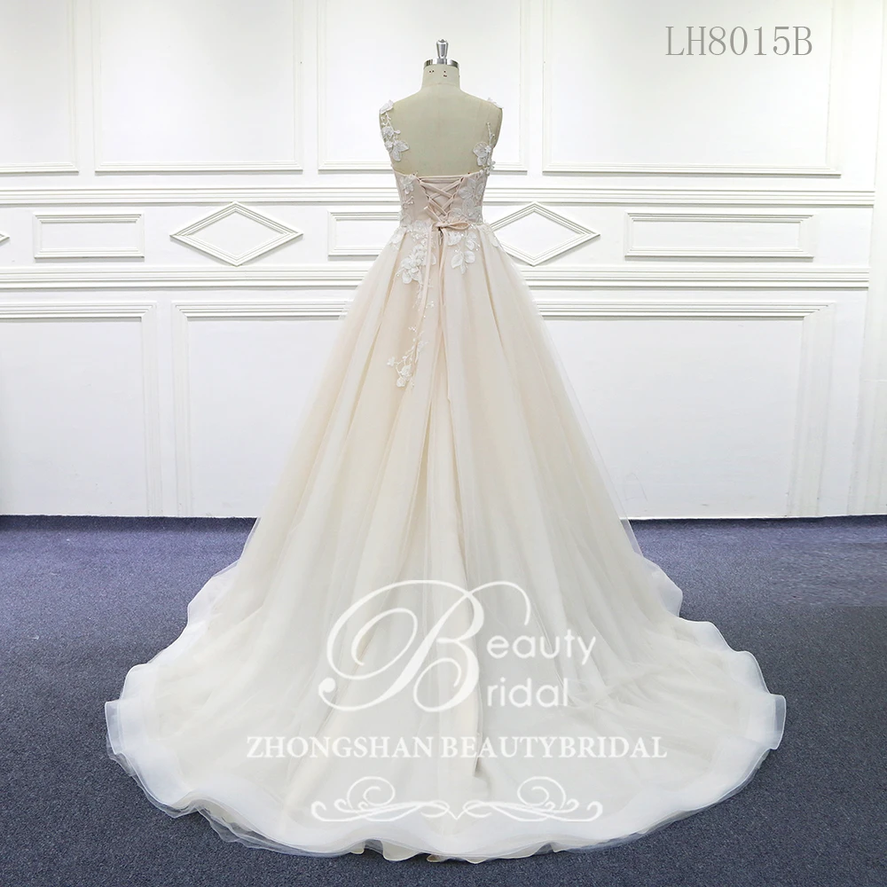 Свадебное платье es Vestido de novia, роскошное свадебное платье со шлейфом и кружевной аппликацией, с открытыми плечами, Vestido LH8015