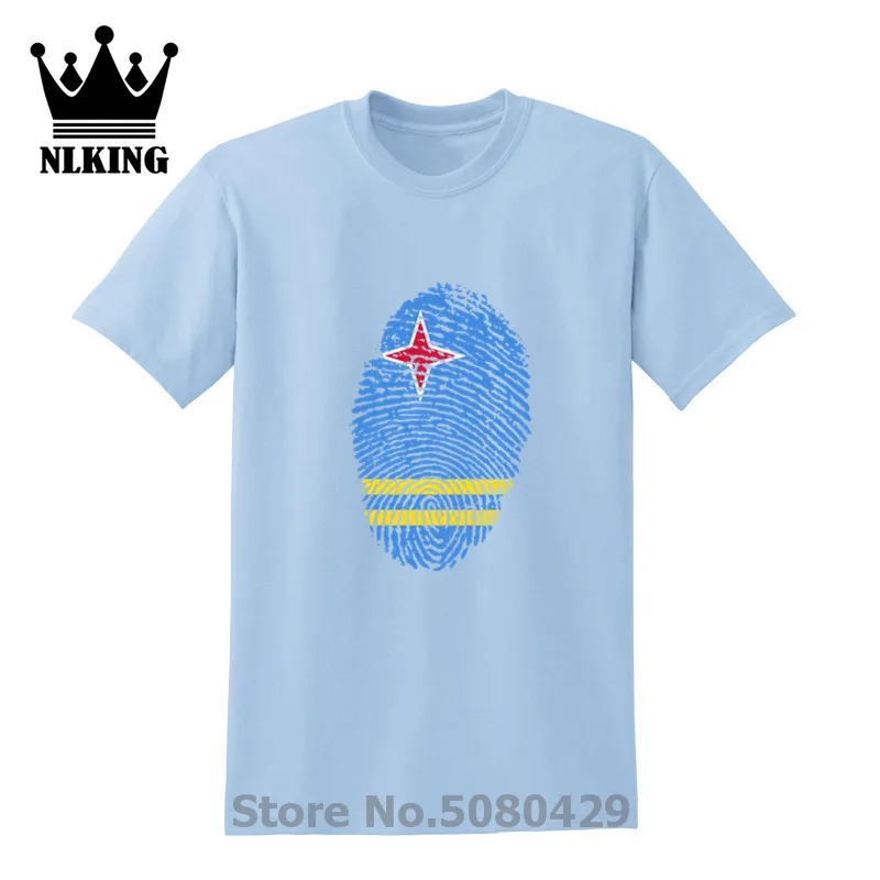 2019 Orang Summer Aruba Flag Costume T-Shirt BLUE Fingerprint Cotton Short Sleeve Tees Shirts Men Custom 3D Design TShirts Humor | Мужская