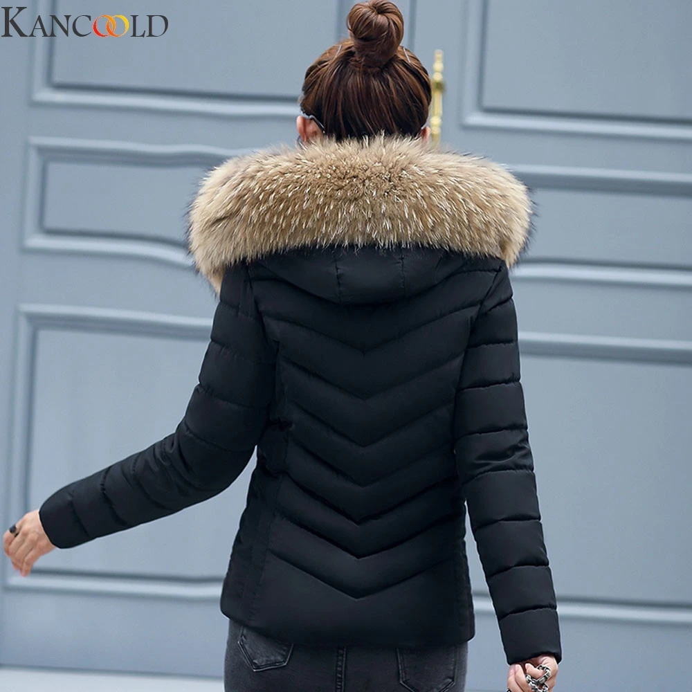 low cost  KANCOOLD New Winter Coat Women Winter Jacket Womens Parkas Gloves warm detachable fur collar detach