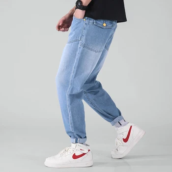 

2019 Autumn New Japanese Korean Trend Men's Plus Size Harlan Youth Loose Street Casual Denim Trousers