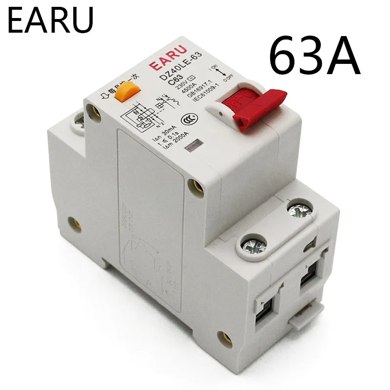 63A DZ40LE EPNL DPNL 230 В 1P + N выключатель остаточного тока с защитой от перегрузки и