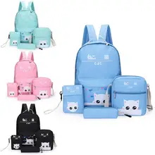 4 шт./компл. рюкзак Япония и Южная Корея мультяшный милый Наплечная Сумка с изображением кошки маленькая свежая печать аккуратный студенческий прилив рюкзак