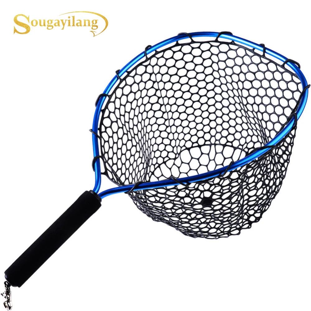 

Sougayilang 54x30x24cm Folding Dip Net Outdoor Fishing Brail Blue Soft Rubber Material Landing Net Eva Handle Fishing Nets
