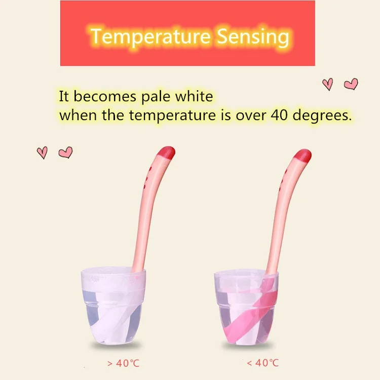 Силиконовая ложка с датчиком температуры и вилкой для безопасности ребенка, инструменты для кормления младенцев, детские плоские изделия для малышей, индивидуальная упаковка