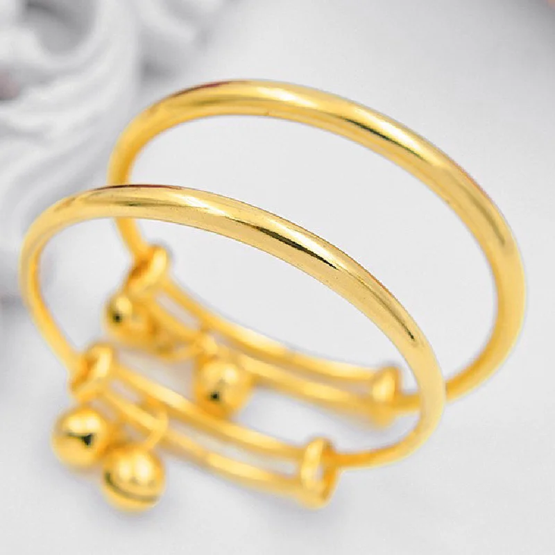 18K Gold-plated Gold-plated Gold Baby Children Bracelets Pair of Children's Smart and Smart Jewelry GiftsAs a One-year-old Gift