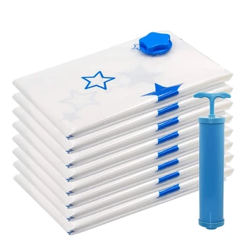 

Vacuum Space Saver Storage Bags 8 Pack(31X24 Inch)with Hand Pump Reusable Clothing Storage Bags for Clothes,Blanket