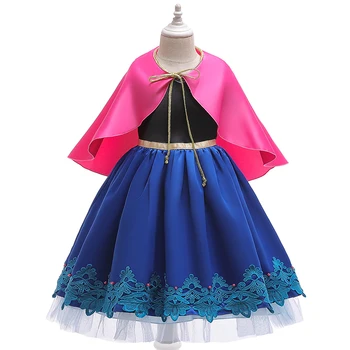 

Summer Girl Dress Kids Cosplay Princess Dresses With Cape For 3-10 Years Girls Clothing Children 2020 New Role Play Costume