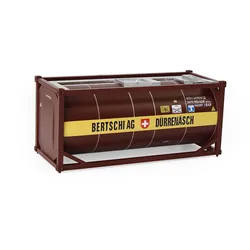 20ft O Scale Oil Tank Containers for Model Railway Freight Cars (Brown BERTSCHI AG)