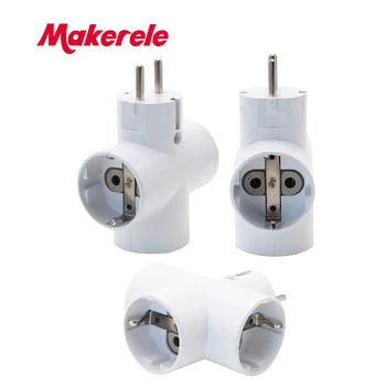 

EU Standard Conversion Socket 16A 250V German Style Plug 1 TO 3 Way Wireless Extended Socket