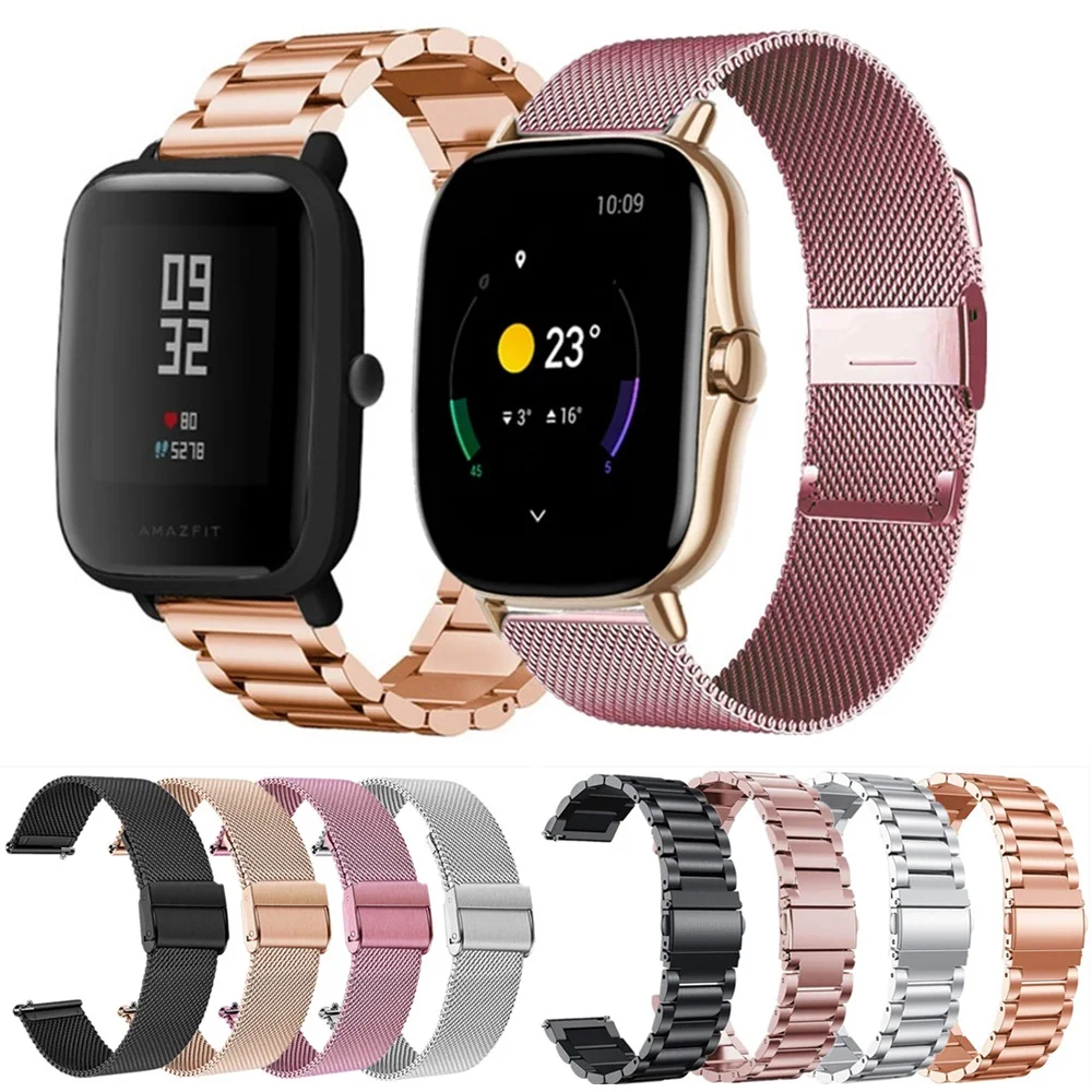

Ремешок металлический для смарт-часов Xiaomi Amazfit Bip U Pro, браслет для Huami Amazfit GTS 2 2e GTR 42 мм, сетчатый Браслет из нержавеющей стали, 20 мм